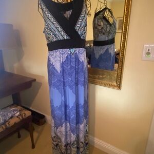 Blue and Black Women's maxi Dress